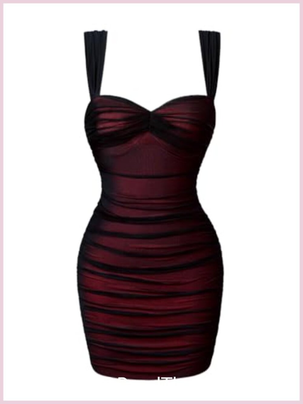 LAGSHIAN Women Square Neck Sleeveless Bodycon Ruched Mini Dress